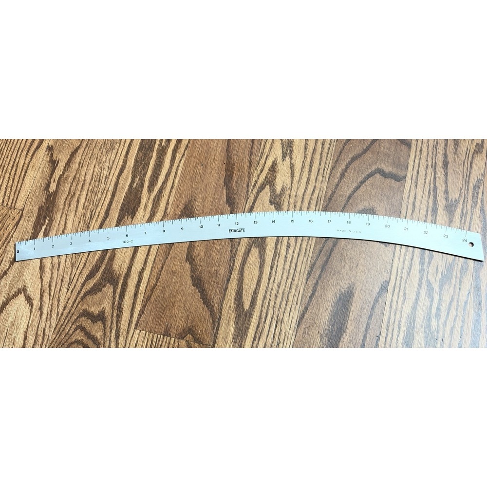 Fair gate 24" Inch Vintage Curved Ruler. 102-C Good Condition Made In USA metal